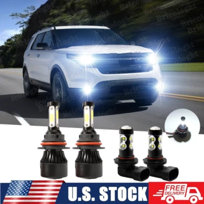 Farol LED 4PC + lâmpadas de neblina para Ford Explorer Sport Trac 2001 2002-2005 - Imagem 1 de 4