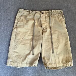 James Perse Men's Cargo Drawstring Shorts 36x24 Khaki Buttonfly 100% Cotton