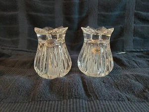 Gorham Full Lead Crystal Lotus Salt and Pepper Shakers Germany Vintage - Picture 1 of 14