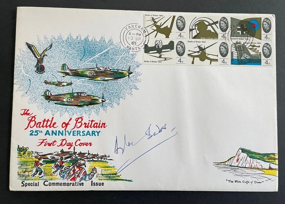 1965 Battle of Britain FDC Signed by Douglas Bader. Unaddressed with Fareham HS - Image 1 of 1