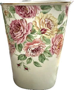 Otagiri Porcelain Small Vase Floral English Rose Pink Green Gold Trimmed Japan - Picture 1 of 5