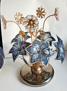 MURANO Glass Flower Sculpture Centerpiece Chrome Base 1970s Emma Linea Italy - Picture 1 of 10