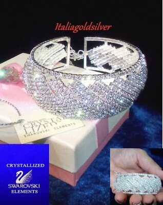 Bracciale Donna SWAROVSKI ORIGINALI Argento Cristalli Brillanti Sposa Gioielli - Immagine 1 di 4