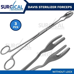 3 Stück Davis Sterilisator Pinzette 10" 4 Zinken ohne Verschluss Edelstahl deutsche Qualität - Bild 1 von 9