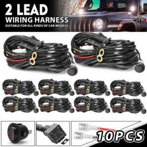 10pcs 2-Lead Wiring Harness Kit ON-OFF Switch Relay LED Work Light Pods Bar 12V - Picture 1 of 11