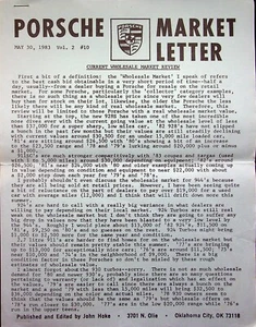 Porsche Market Letter - 30 de mayo de 1983 volumen 2 número 10 - Imagen 1 de 3