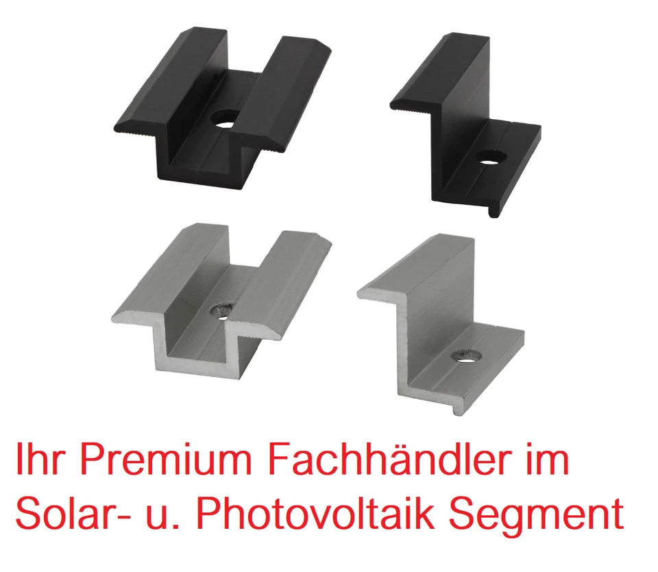 BEMACOM 10x Photovoltaik Solar Mittelklemme Schwarz Endklemme 30mm, 35mm u. 40mm