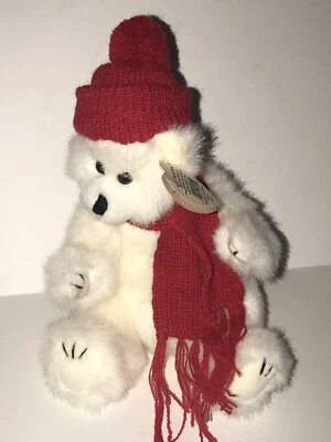 Ty Peppermint Attic Treasures Collection Beanie Baby White Bear Red Hat Scarf - Image 1 of 4