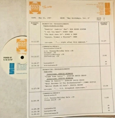  RADIO SHOW: 5/21/87 BIRTHDAY SET THE WHO w/TOMMY SMOTHERS & WHO INTERVIEW; CHER - Image 1 of 2
