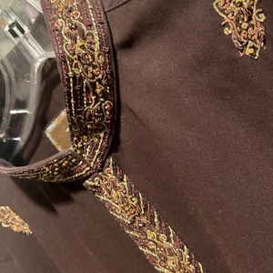 Men's Black Shirt Kurta Cotton Ethnic Clothing Dress Jewel Brand Brow Without PJ - Picture 1 of 7