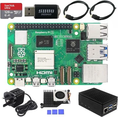 Raspberry Pi 5B Model B 4/8GB RAM DIY 8 in 1 Kit Case Cooler 128G SD Card HDMI - Image 1 of 4