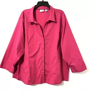 RIDERS by Lee pflegeleichte Damenbluse Größe 4X fuchsia rosa Ärmel 3/4-Arm - Bild 1 von 7
