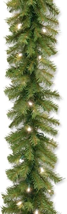 Pre-Lit Artificial Christmas Garland, Green, Norwood Fir, White Lights, Plug In, - Picture 1 of 4