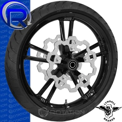 Réplica Enforcer Refuercer Rueda Negra Brillante Harley Bagger 21" Rotores Lyndall Foto 1 de 2