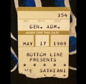 JOE SATRIANI AT THE BOTTOM LINE - MAY 17, 1988 - TICKET - HOT NEW GUITAR HERO - Picture 1 of 2