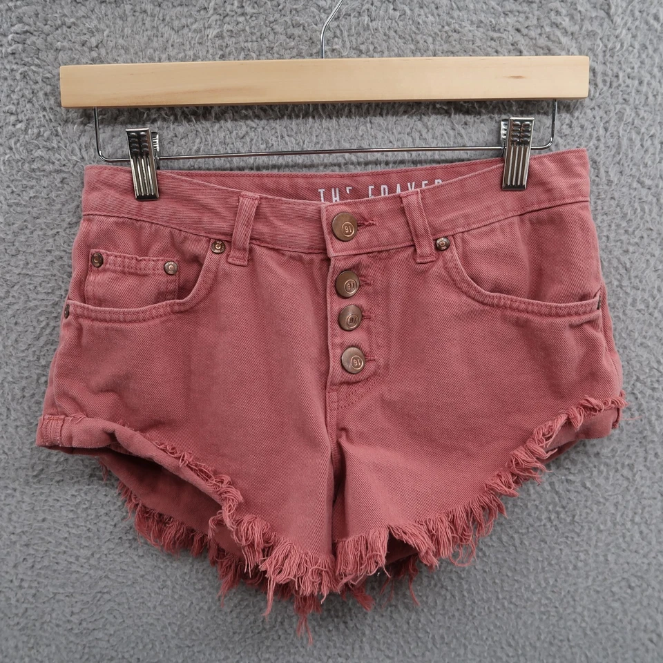 Pantalones Cortos de Algodón para Mujer 2 Rosa El Deshilachado Tiro Medio Corte Dobladillo Crudo Entrepierna de 2 Pulgadas Foto 1 de 4