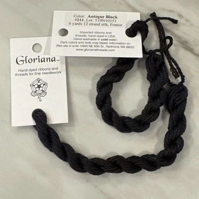 Gloriana 12 Strand Silk Floss For Needlework-2 Skeins/6 Yd Each-ANTIQUE BLACK - Image 1 of 2