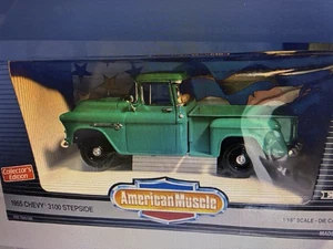 55 Chevy 3100 Stepside Pick-Up Truck Ocean Green 7339 ERTL American Muscle - Picture 1 of 6