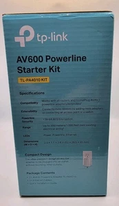 Tp-Link powerline starter kit AV600 Powerline TL PA 4010 kit NEW- Open box - Picture 1 of 6