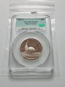 1986 S Statue Of Liberty Commemorative half Dollar! CAC Graded PF67!  N45 - Picture 1 of 2