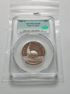 1986 S Statue Of Liberty Commemorative half Dollar! CAC Graded PF67!  N45 - Image 1 of 2