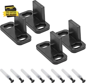 Ferramenta guida porta fienile scorrevole nera guida pavimento plastica bypass, confezione da 4  - Foto 1 di 6