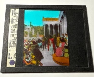 Antique 1920 Stereopticon Slide #1961 Pilate Washing His Hands Magic Lantern - Picture 1 of 5