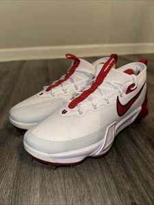 Nike Force Zoom Trout 9 Elite Baseball Cleats White Red FB2906-101 Men Sz 7 - Picture 1 of 6