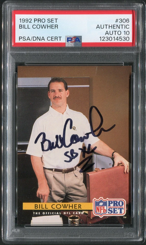 1992 Pro Set Bill Cowher RC #306 HOF Signed Autograph Auto PSA DNA 10 - Image 1 of 2