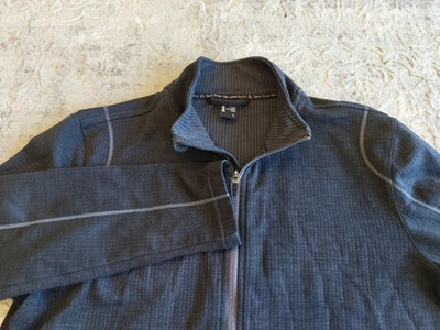 Chaqueta grande Prana Gavin Grid negra gris polar cremallera completa bolsillos Foto 1 de 4