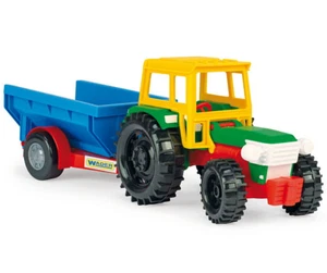 Tractor Farm with Red or Blue Trailer Toy Moving Parts 36 cm Lenght Wader - Picture 1 of 15