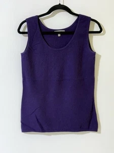 MAGLIONE CANOTTA NEIMAN MARCUS THE CASHMERE COLLECTION TAGLIA S SENZA MANICHE VIOLA - Foto 1 di 7