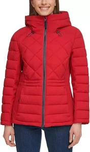 Tommy Hilfiger Women's Quilted Jacket, Red, M - Picture 1 of 7