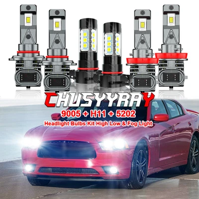 For Dodge Charger 2011 - 2014 - 6X LED Headlight Hi/Lo + FOG Light Bulbs - Image 1 of 4