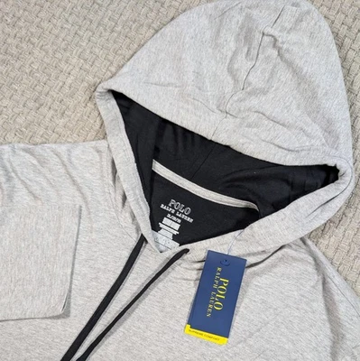 Polo Ralph Lauren Supreme Comfort Camiseta con Capucha Para Hombre XL Gris/Negro Rojo Poni Foto 1 de 4