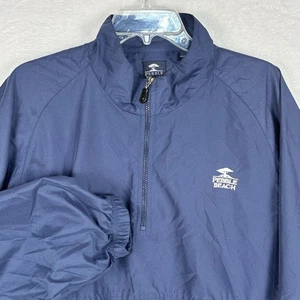 VTG Pebble Beach 1/2 Zip Convertible Sleeve Windbreaker Jacket Mens XL Blue Golf - Picture 1 of 10
