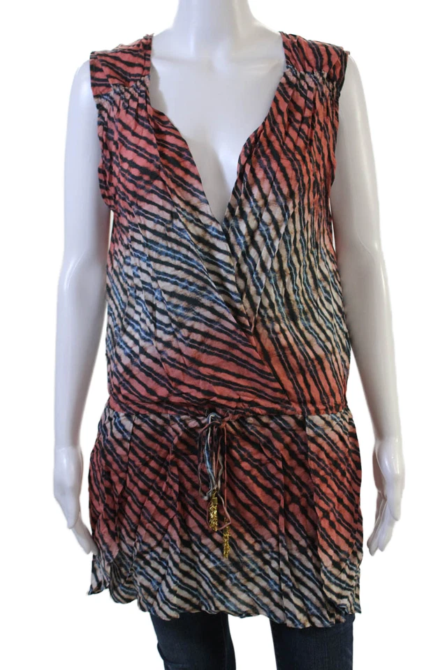 Vix Paula Hermanny Women Tunic Sleeveless V Neck Animal Print Black Size L - Image 1 of 4