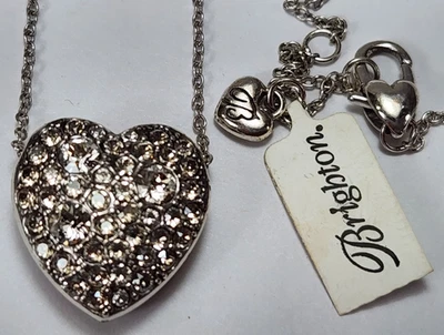 Collar Corazón Reversible Brighton Anatolia Tono Plata con Estrás Nuevo con Etiquetas Nuevo Foto 1 de 4