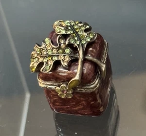 Vintage Jay Strongwater Schmuckschatulle Blatt Miniatur Swarovski Kristalle Kunst - Bild 1 von 4