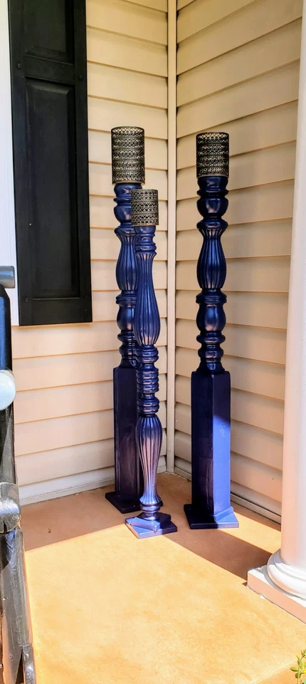 Juego de 3 Candelabros de Piso Alto Interior/Exterior AZUL Foto 1 de 4