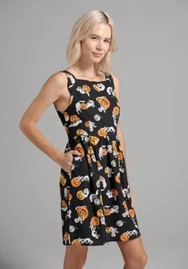 Modcloth Truth or Square Fit and Flare Kleid BOO Katzen 18W neu mit Etikett - Bild 1 von 7