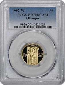 1992-W Olympic $5 Five dollar Gold Proof Commemorative PR70DCAM Deep Cameo PCGS - Picture 1 of 2