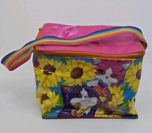 VTG 90’s Lisa Frank Kittens Cats Pink Rainbow Strap Neon Lunch Box Soft Zipper - Picture 1 of 12