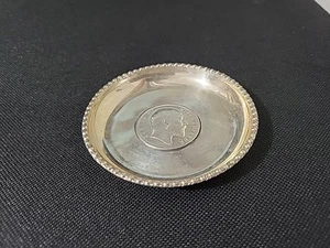Antique Sterling Silver Dish Plate w/ 1 Rupee Coin Edward VII King Emperor 1905 - Picture 1 of 14