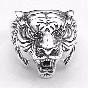 Sterling Silver Tiger Ring Unisex Size 10 - Picture 1 of 4