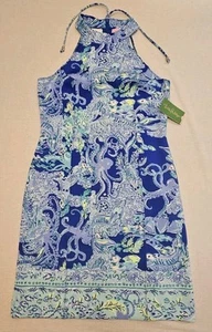 Lilly Pulitzer Krista Sea Siren Blue Current Neoprene Shift dress Sz 10 NWT - Picture 1 of 6