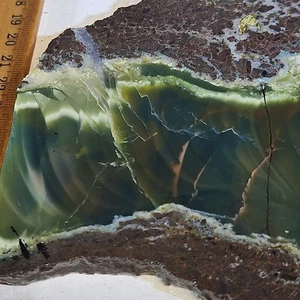 Imperial Jasper slab, beautiful green with pink color BIG 7 1/8 "x5" x 1/4" - Picture 1 of 15