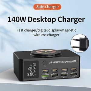 PD100W Magnétique Sans fil Chargement EU 140W Charge rapide Chargeur Intelligent - Picture 1 of 13