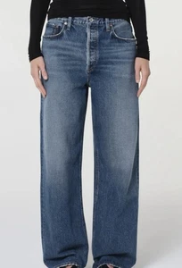 Womens AGOLDE Low Slung Baggy Jeans High Rise Sz 23 Button Fly Casual Denim - Picture 1 of 15
