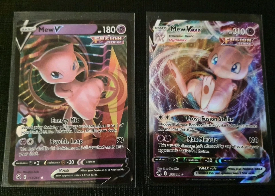 LP Mew VMAX 114/264 & Mew V 113/264 Fusion Strike Ultra Rare Pokemon TCG - Image 1 of 1
